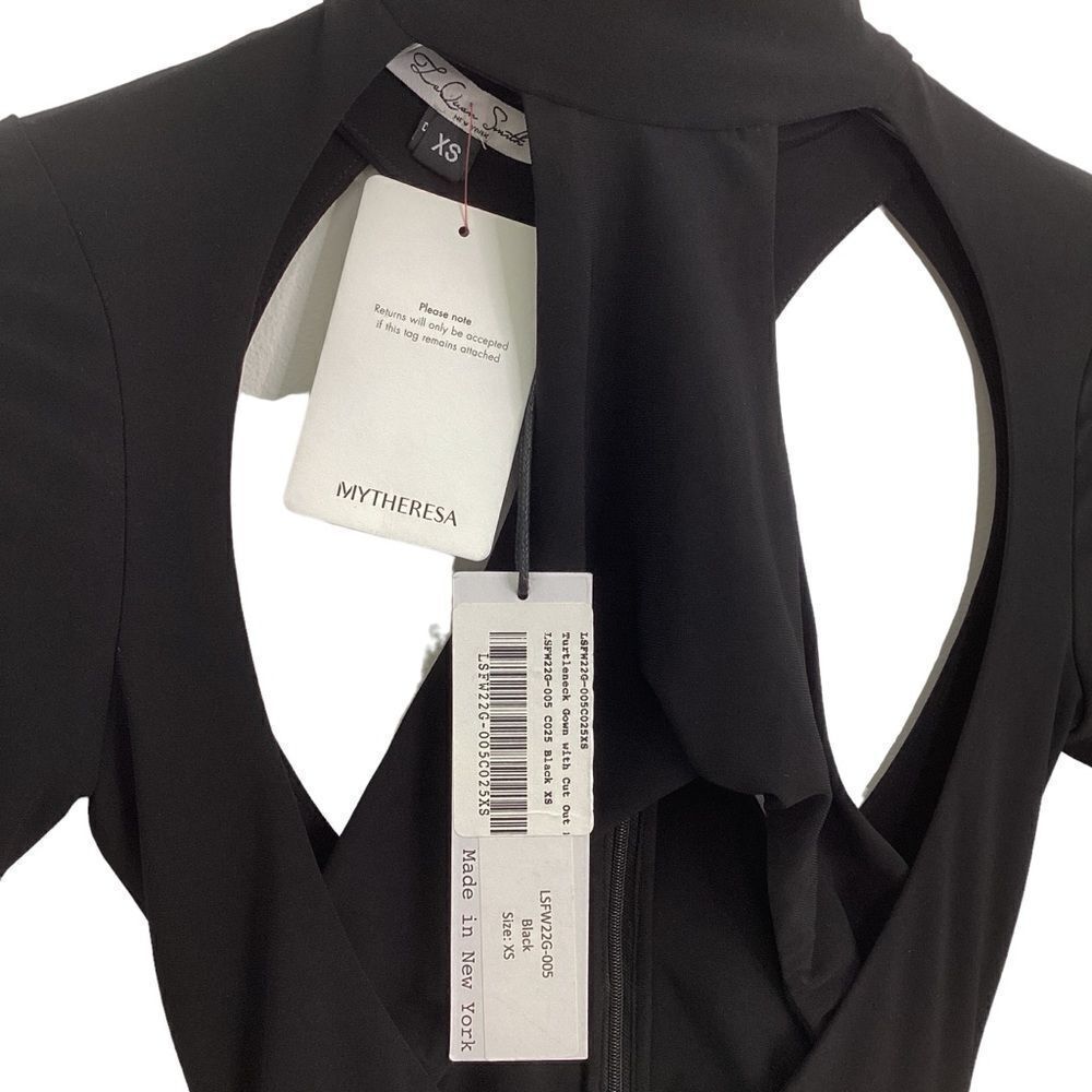 LAQUAN SMITH Size XS NWT Cutout Stretch Jersey Turtleneck Gown Maxi Dress Black - Picture 5 of 16